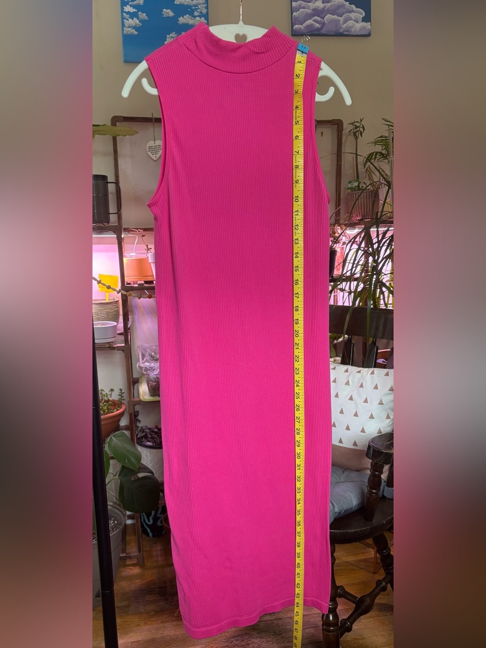 No Boundaries Sleeveless Ribbed Mock Neck Dress in Hot Pink